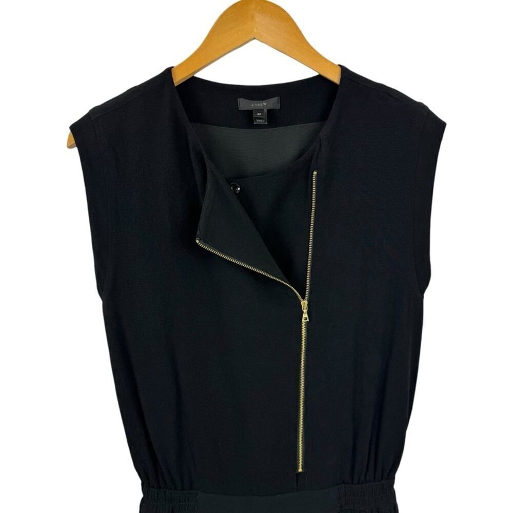 J. Crew Asymmetrical Zip Jumpsuit Black Jogger Ankle Elastic Waist Sleeveless 4P - Picture 6 of 16